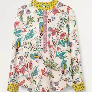 NEW Boden Silk Heritage Floral Blouse Top 8P Petite